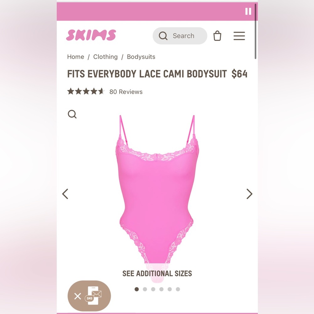 SKIMS Fits Everyone Lace Cami Bodysuit (Neon Orchid)